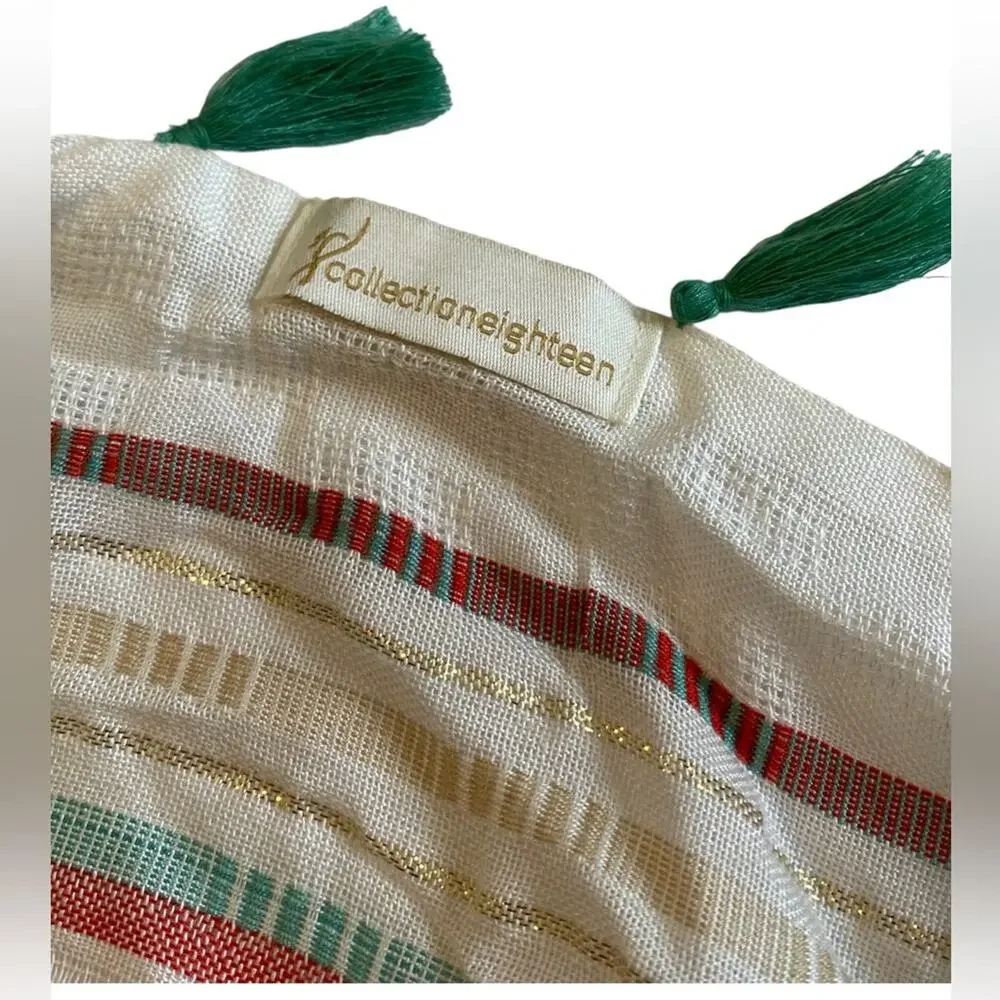 Collection Eighteen Multi-Color Infinity Scarf with tassels & metallic thread